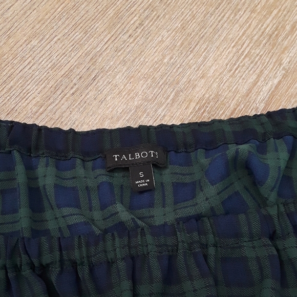 Talbots Blue/Green Plaid Off Shoulder Top- Small - Picture 3 of 7